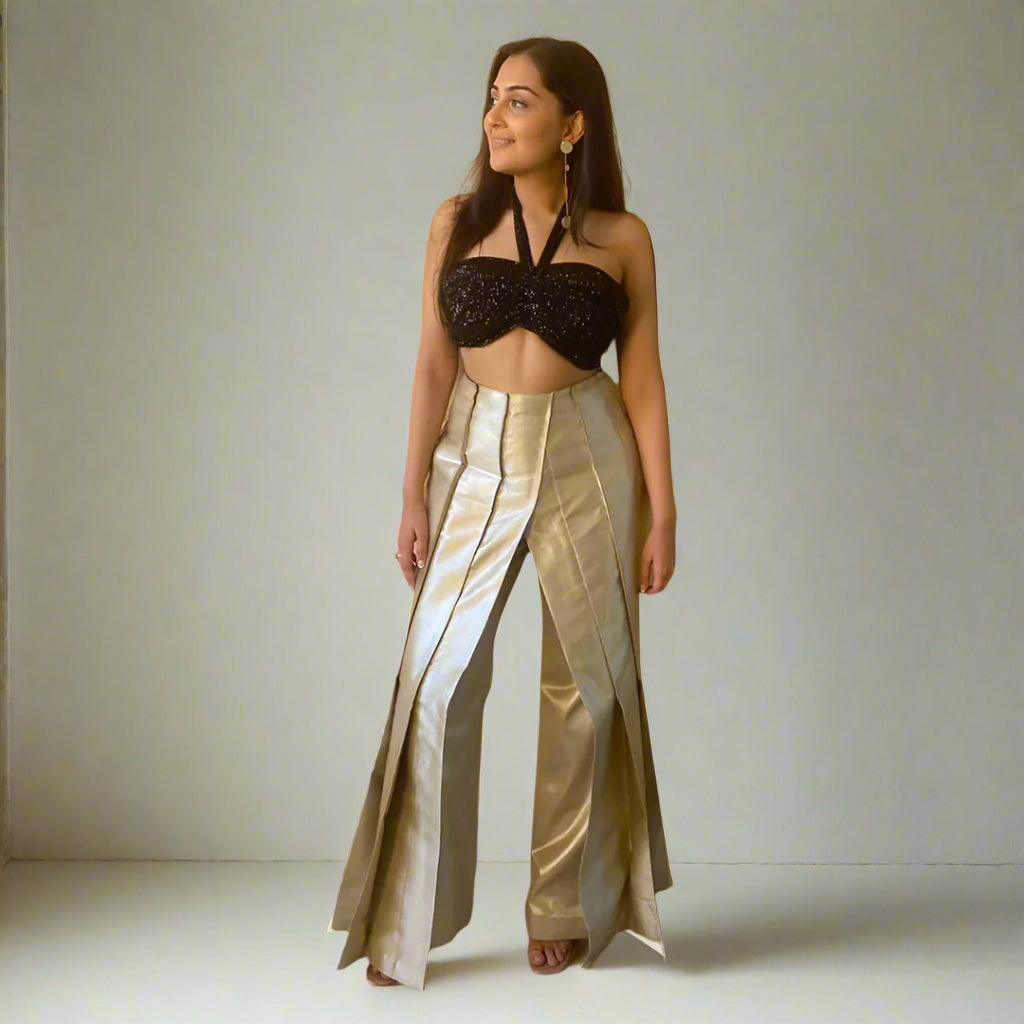 FIDI GOLDEN PLEATED PANTS