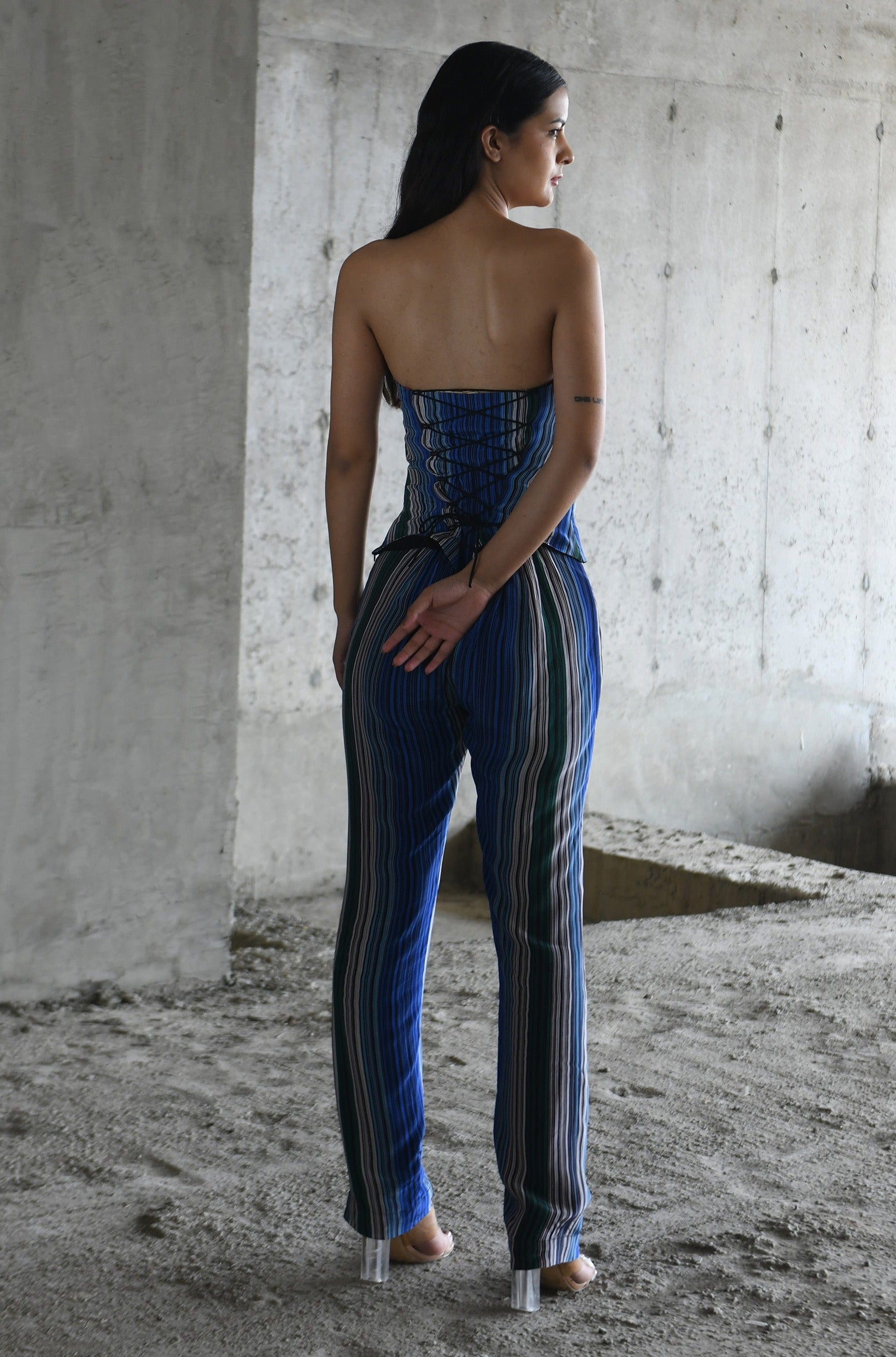 STRIPE COOPER CIGARETTE PANTS