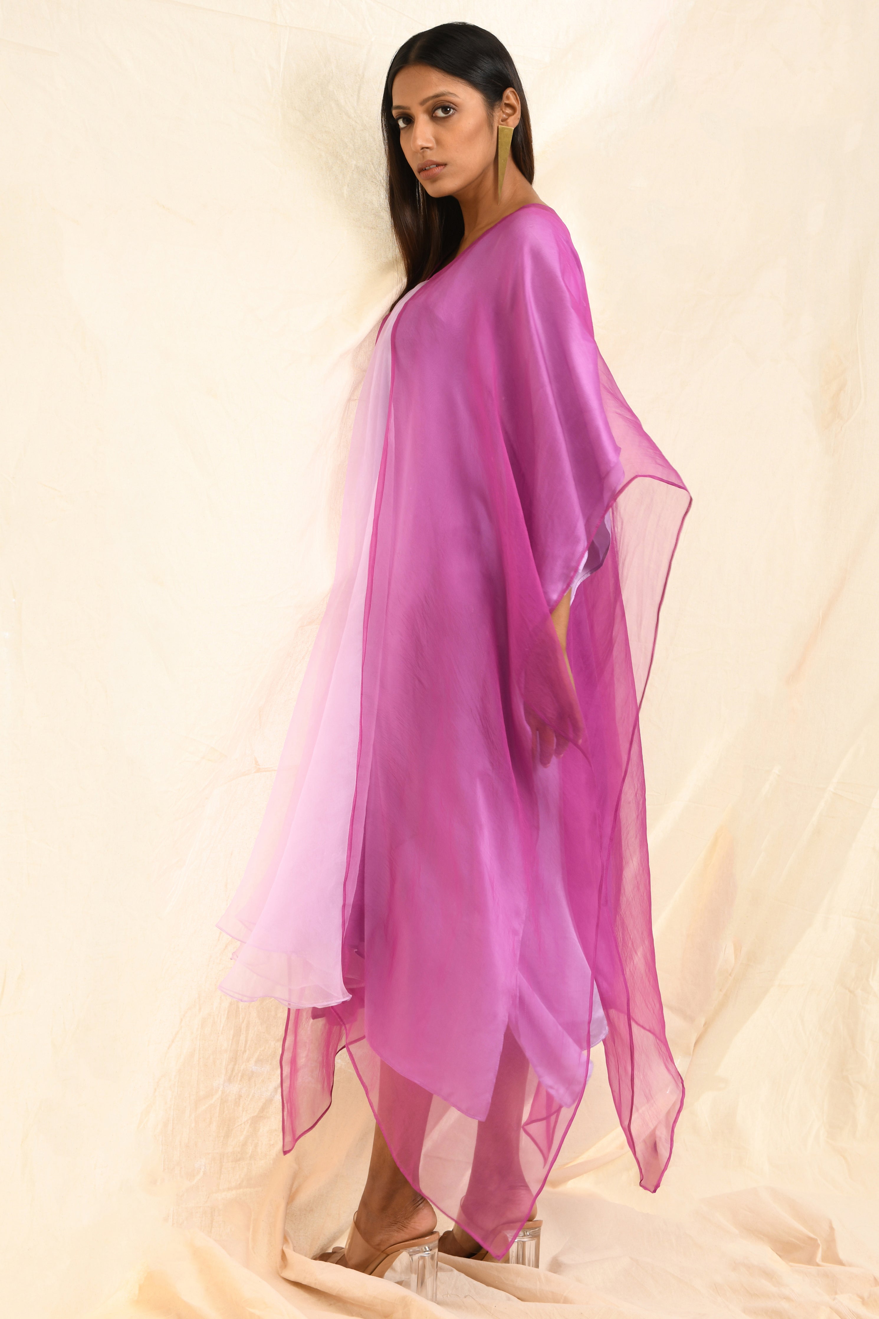 O'HARA COLOUR BLOCKED ORGANZA KAFTAN