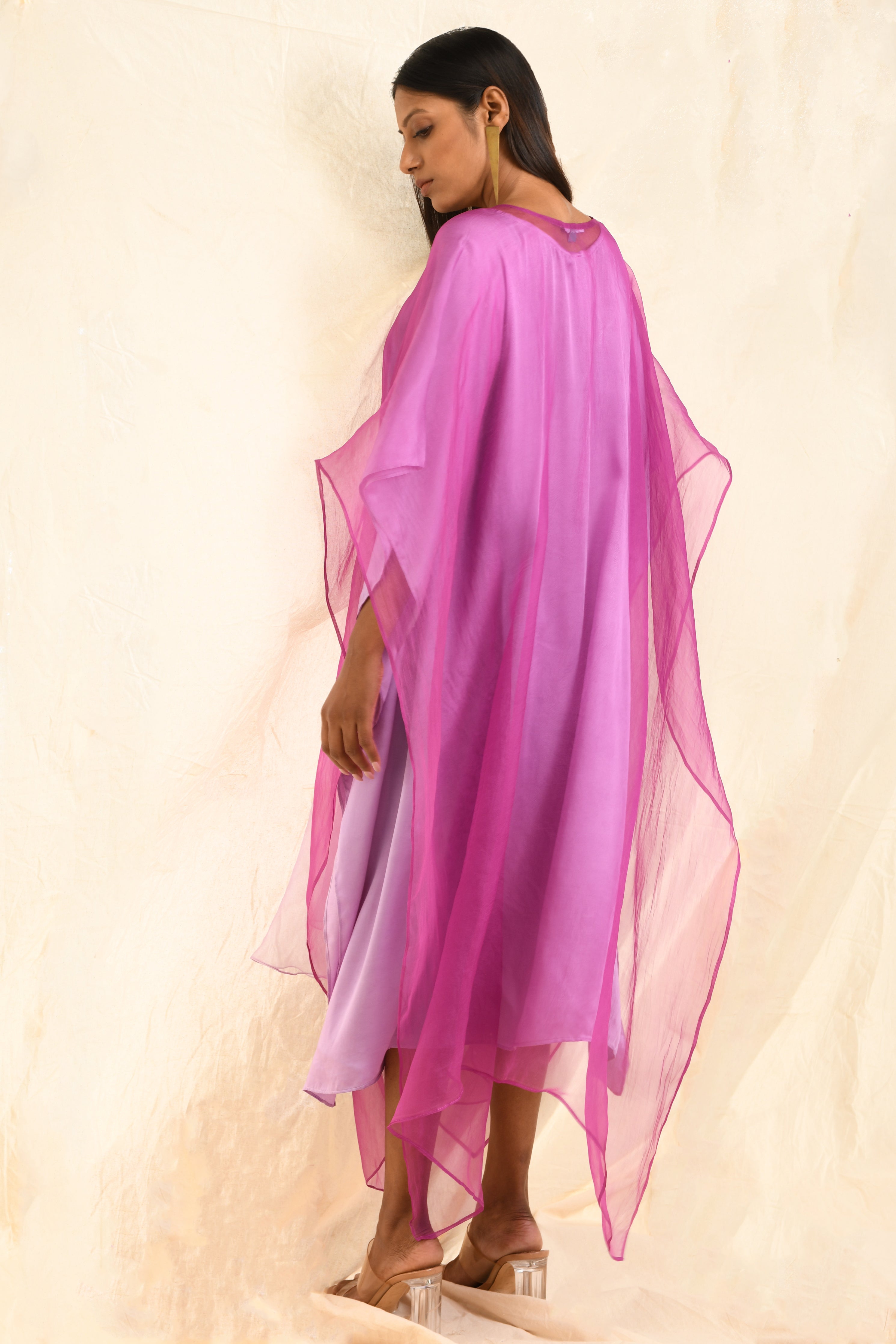 O'HARA COLOUR BLOCKED ORGANZA KAFTAN