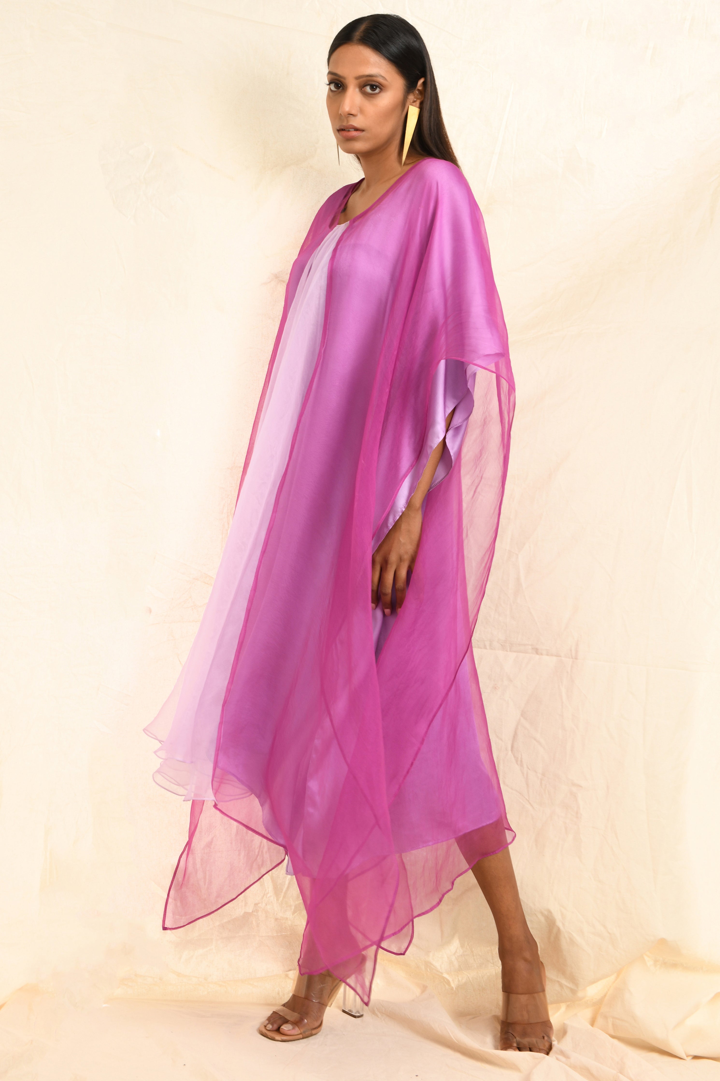 O'HARA COLOUR BLOCKED ORGANZA KAFTAN