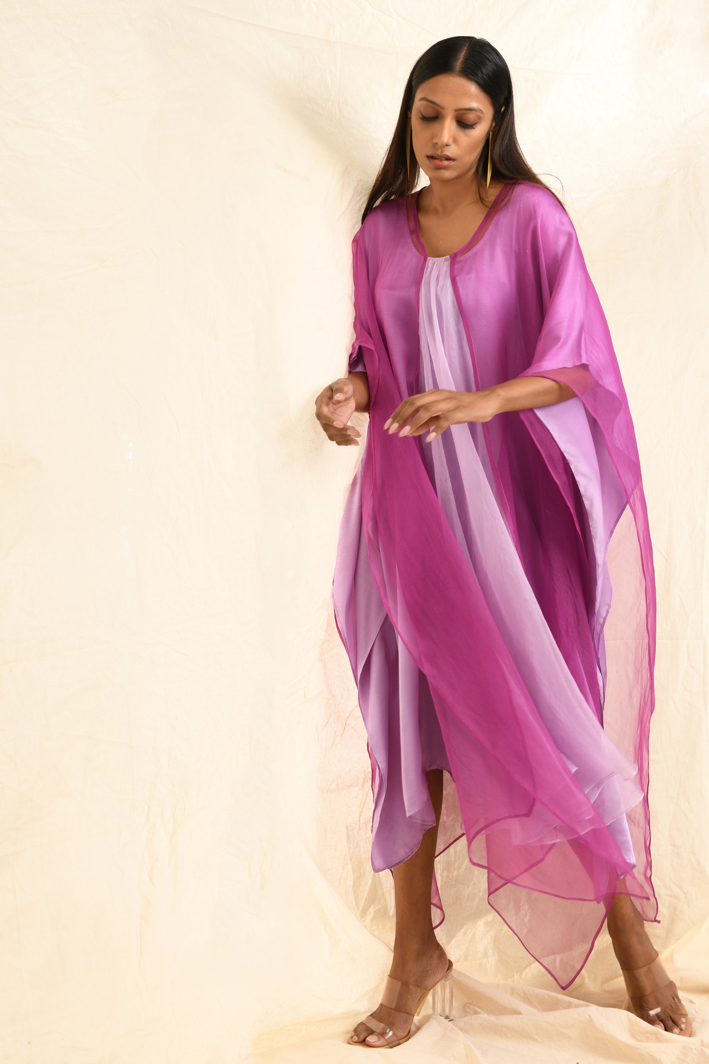 O'HARA COLOUR BLOCKED ORGANZA KAFTAN