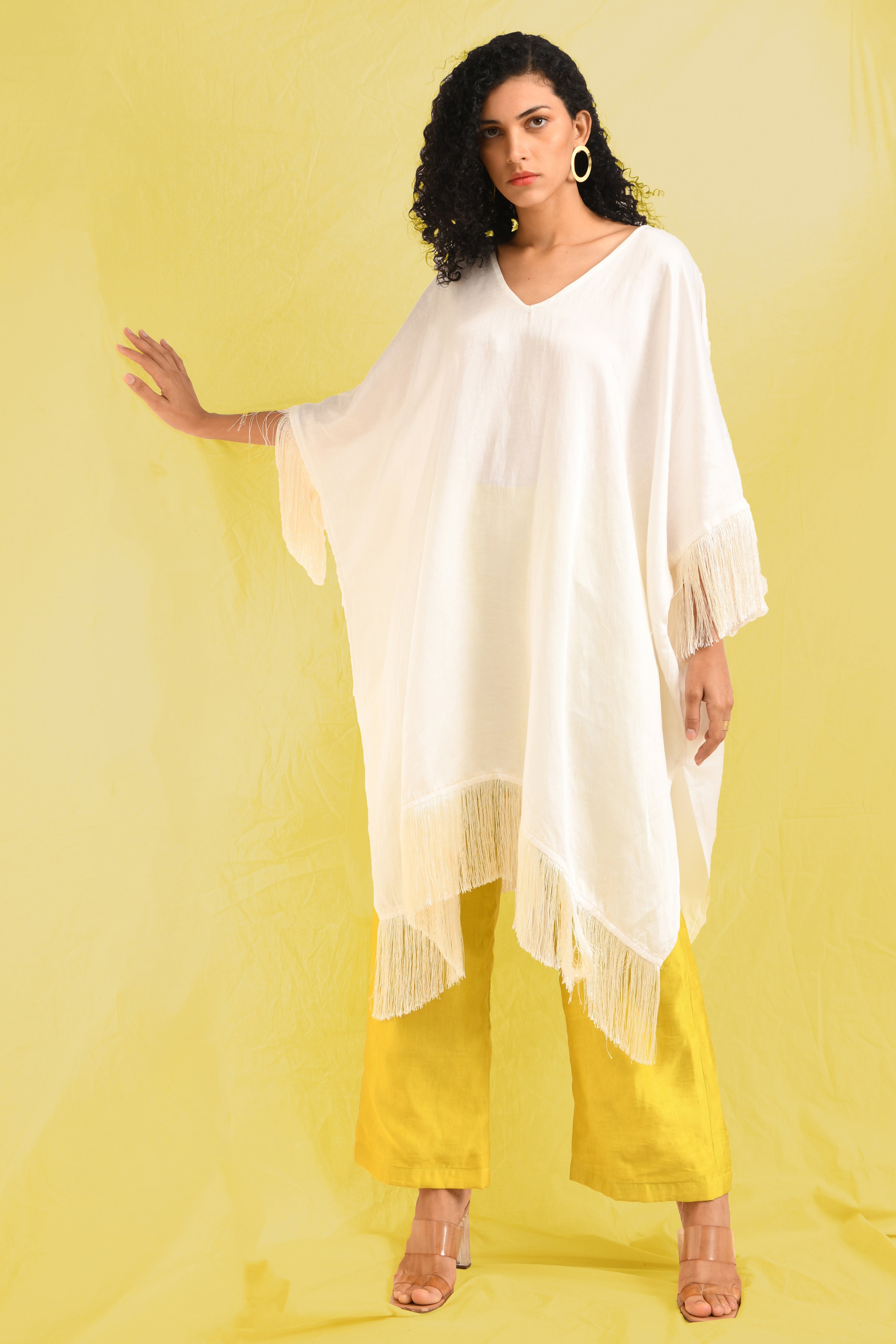 NICOLE FRINGE KAFTAN