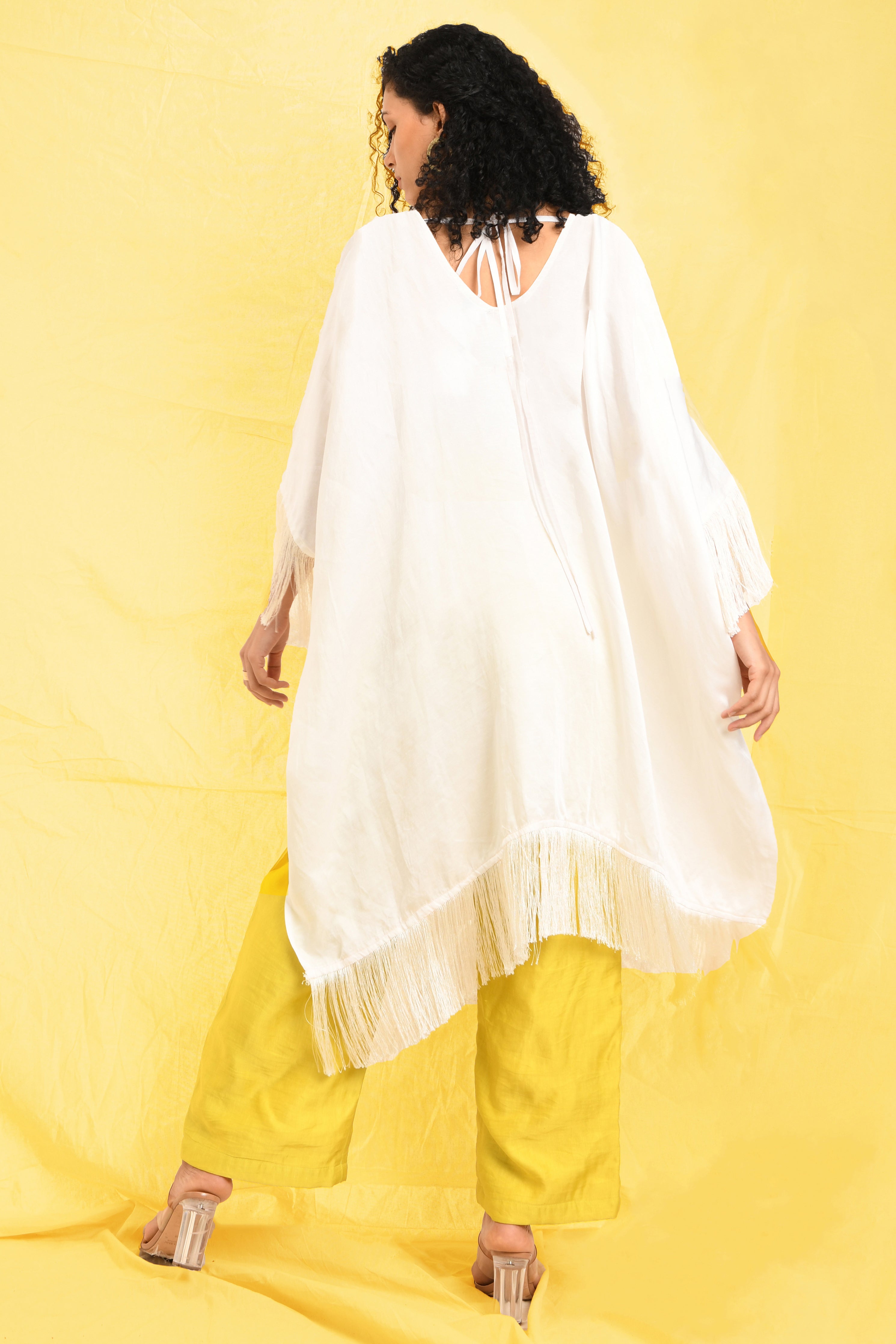 NICOLE FRINGE KAFTAN