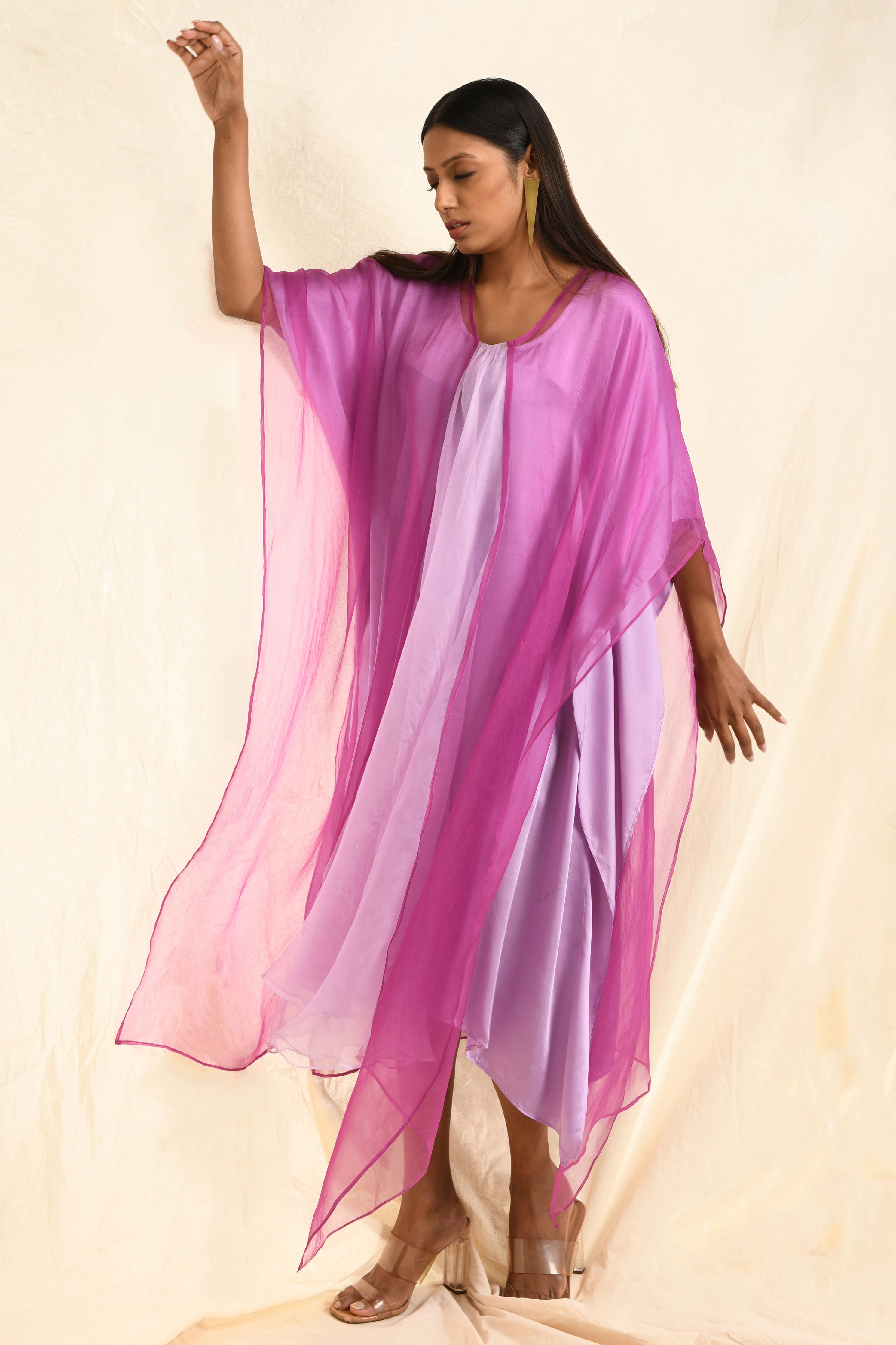 O'HARA COLOUR BLOCKED ORGANZA KAFTAN